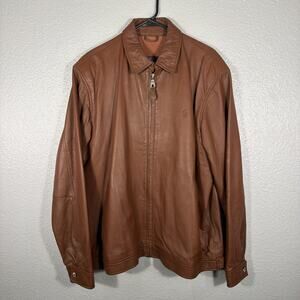 Polo Ralph Lauren Y2K Mens L Flight Aviator Moto Vtg 90's Jacket Brown Leather